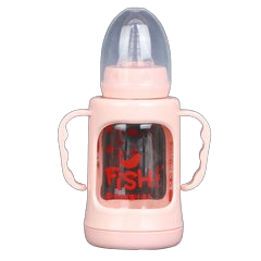 Fish Resistant Glass Feeding Bottle 120ml - Peach