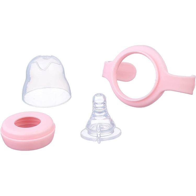 Smart Baby Printed Glass Feeder with Cover and Handle, 120 ml - Pink