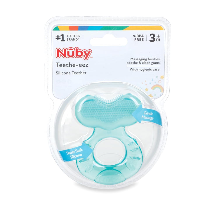 Nuby Silicone Teethe-eez Teether with Bristles, Includes Hygienic Case