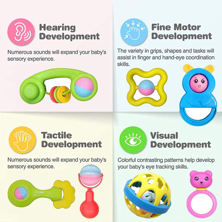 Rattle and Teether Toys Set for Babies
