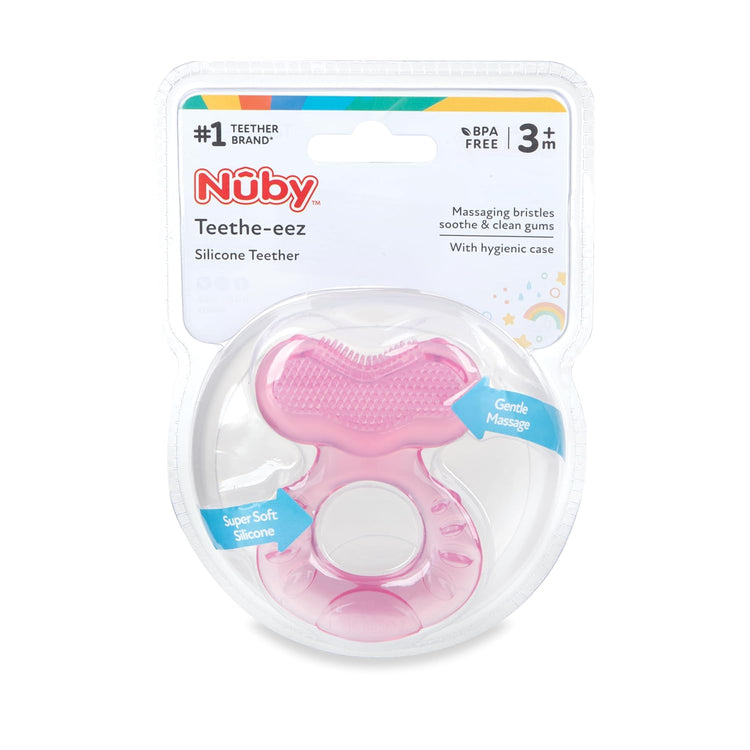 Nuby Silicone Teethe-eez Teether with Bristles, Includes Hygienic Case