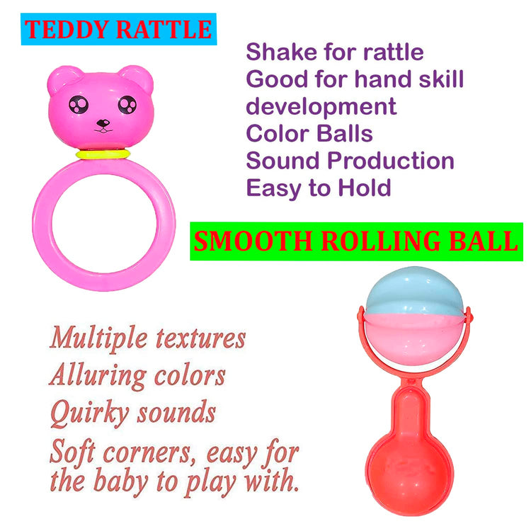 Rattle and Teether Toys Set for Babies