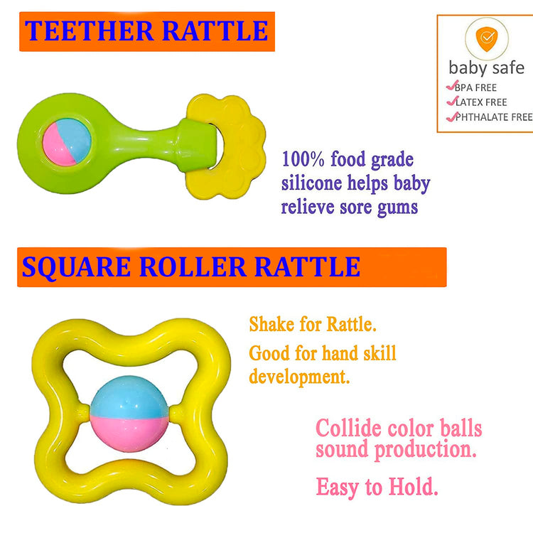 Rattle and Teether Toys Set for Babies