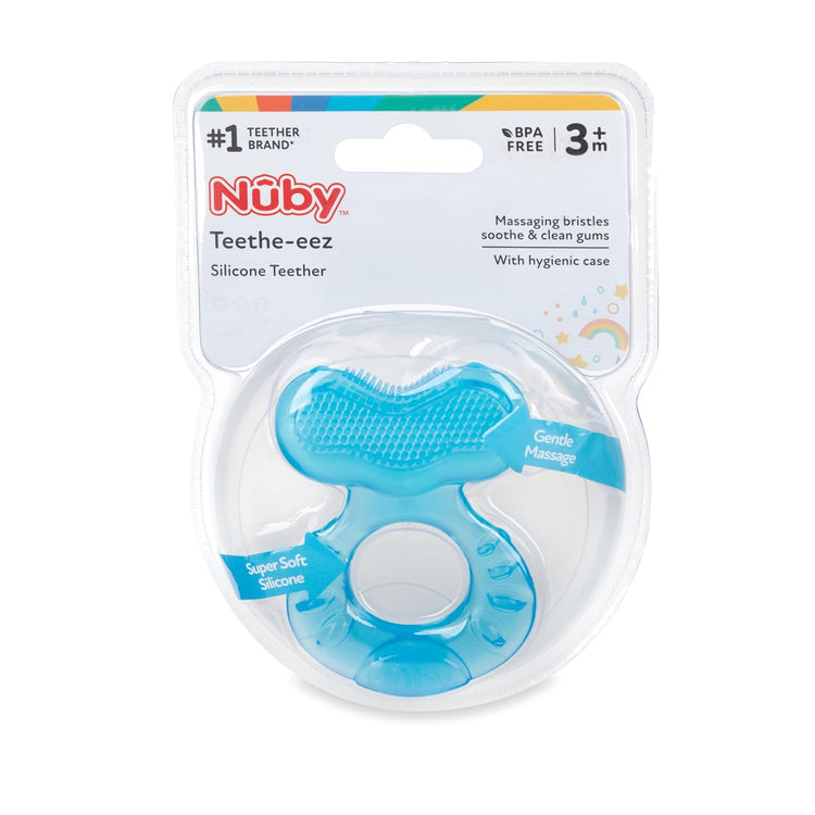 Nuby Silicone Teethe-eez Teether with Bristles, Includes Hygienic Case