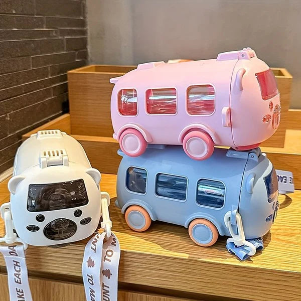 Kids Water Bottles with Straw and Shoulder Strap