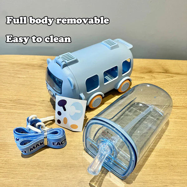 Kids Water Bottles with Straw and Shoulder Strap